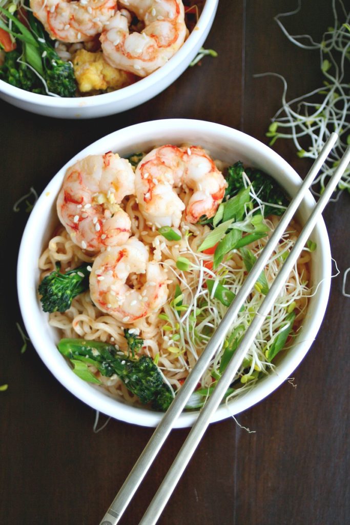 Quick Sesame Shrimp Ramen Stir-Fry - Killing Thyme