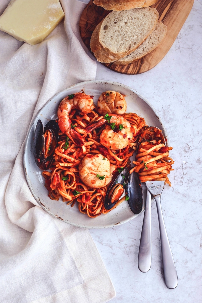 Fiery One Pot Seafood Pasta With Arrabbiata Sauce Killing Thyme