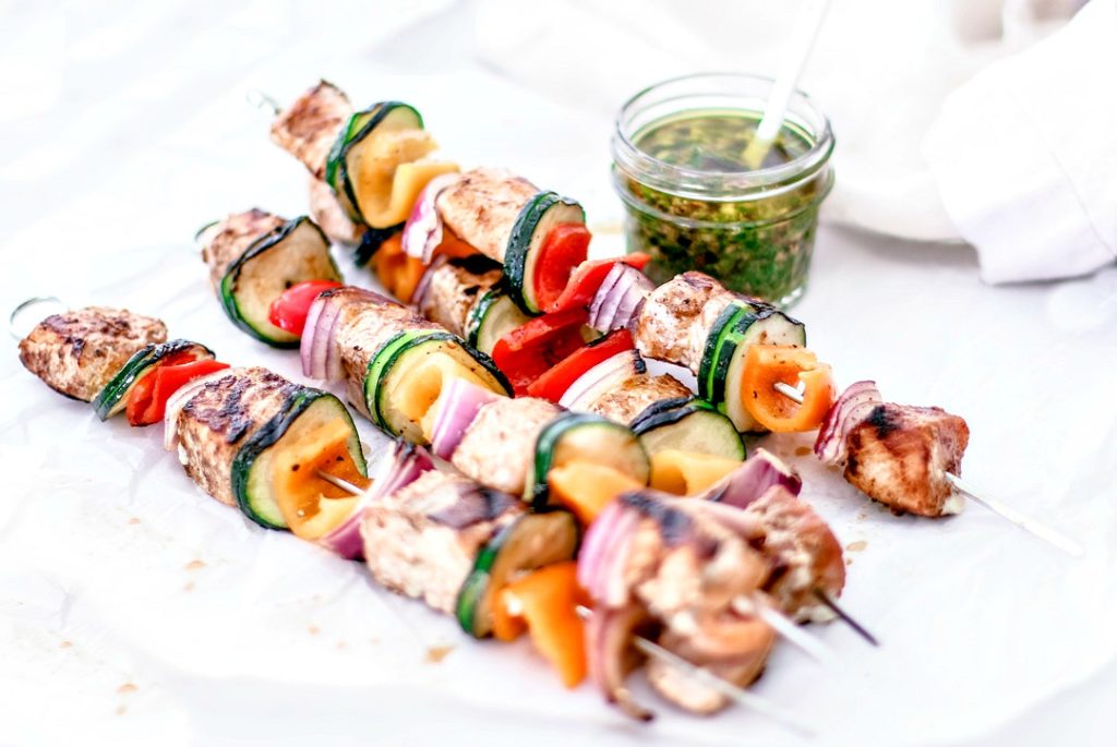 Easy Grilled Salmon Kebabs With Homemade Chimichurri Sauce - Killing Thyme