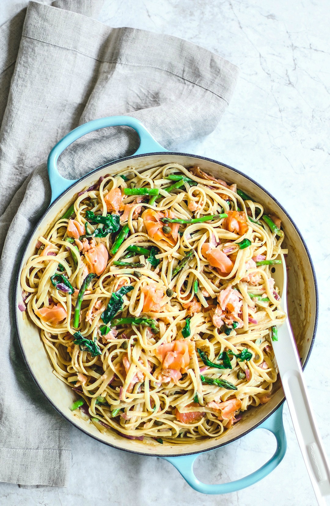 Creamy One-Pot Pasta With Smoked Salmon and Asparagus - Killing Thyme