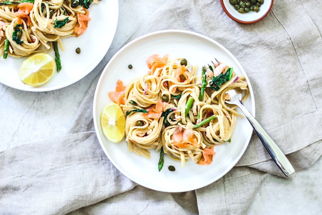 Creamy One-Pot Pasta With Smoked Salmon and Asparagus - Killing Thyme