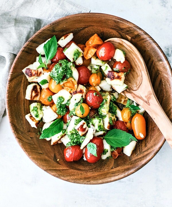 Grilled Halloumi Salad in a bowl.