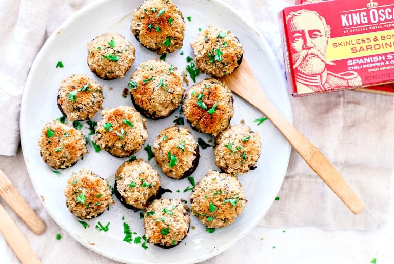 Plate of stuffed mushrooms