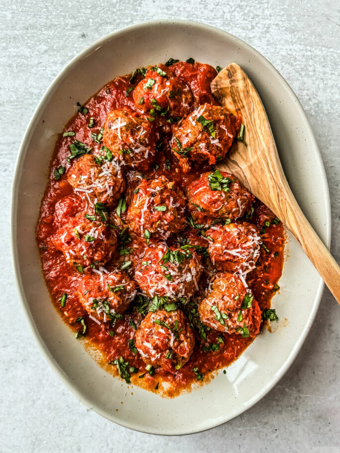 Easy Ground Turkey Meatballs With Sauce - Killing Thyme