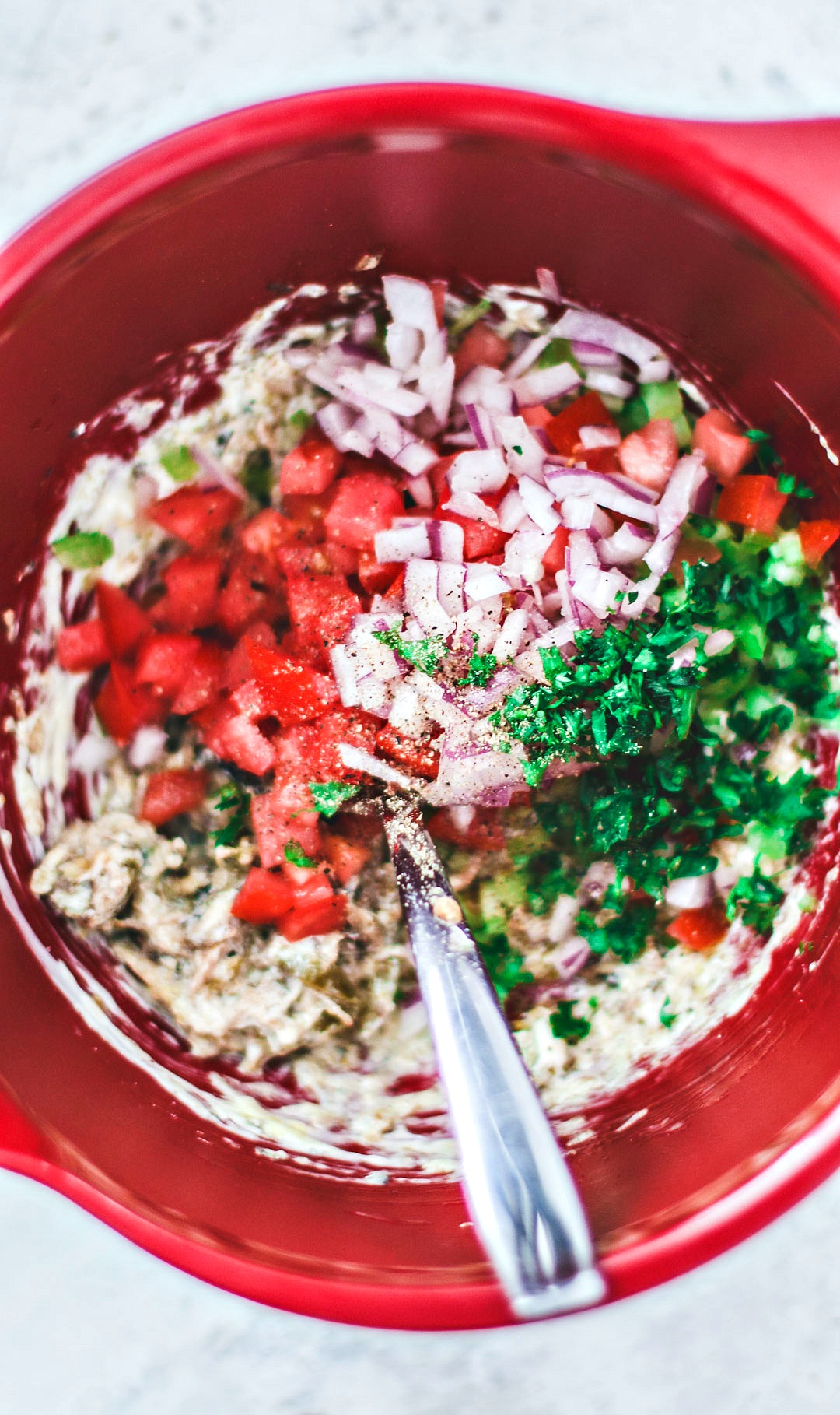 Bowl of filling ingredients.