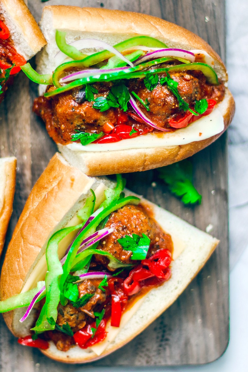 Loaded Summer Meatball Sub {with Grass-Fed Beef} - Killing Thyme