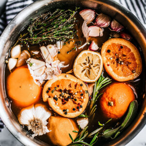 turkey brine in large stock pot.