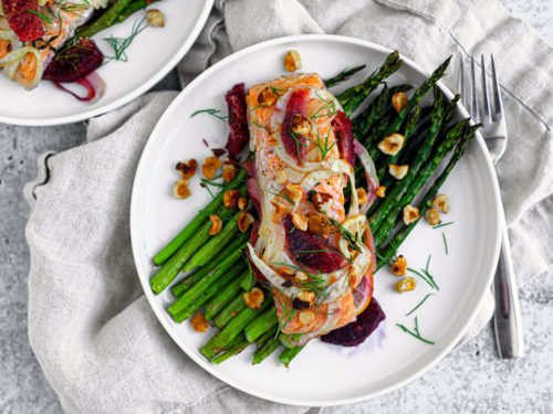 Salmon En Papillote With Butter Sauteed Vegetables - Camanchaca
