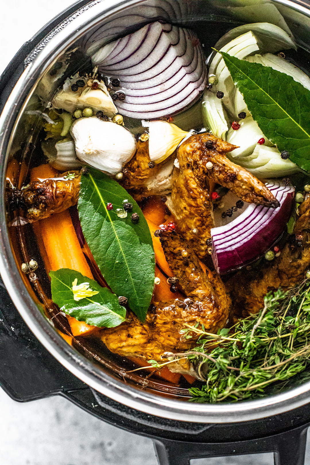 Instant Pot Chicken Stock with Vegetable Scraps Killing Thyme