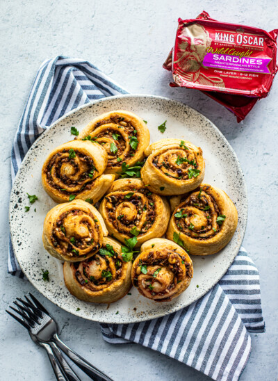 Greek Pinwheels with King Oscar Sardines - Killing Thyme