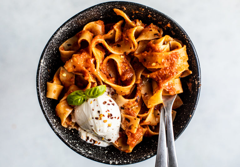 Pappardelle Pasta with Arrabbiata Sauce - Killing Thyme