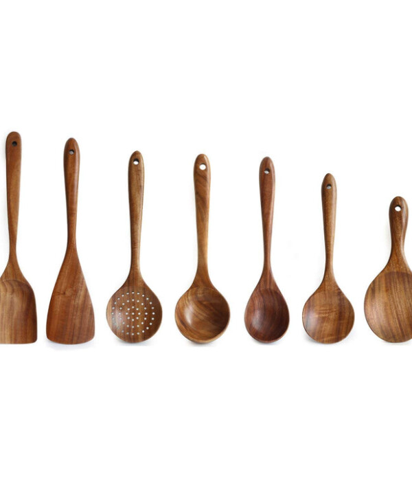 Wooden Utensils Set for Kitchen, Messon Handmade Natural Teak Cooking Spoons Wooden Spatula
