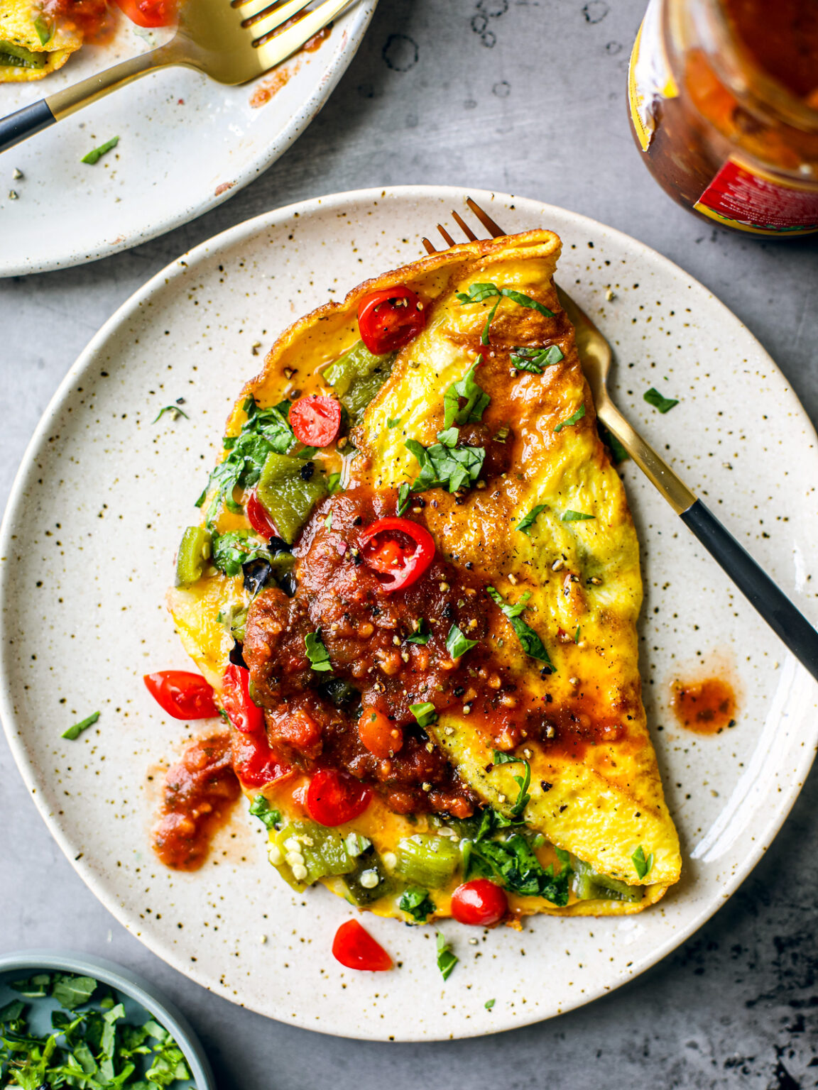 Roasted Hatch Chile Omelets - Killing Thyme