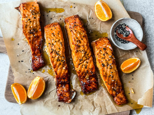 Air Fryer Salmon With Orange Honey Glaze - Killing Thyme