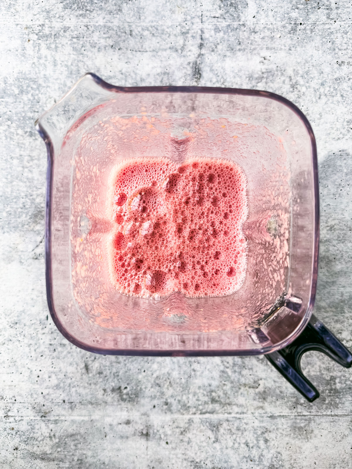 Puréed watermelon in a blender.